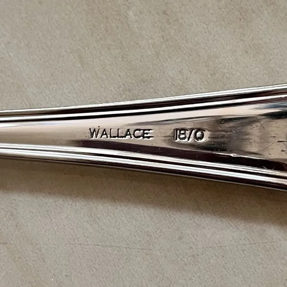 7pc WALLACE Newcastle Teaspoon 6 1/4” Stainless Glossy Bead Outline Round Tip